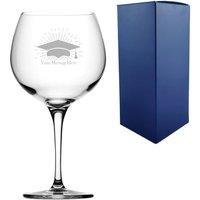 Uniqueful Personalised Graduation Gin Balloon Glass Grad Cap Burst Design in Clear