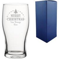 Uniqueful Personalised Christmas Tree Engraved Pint Tulip Beer Glass for Friend in Clear