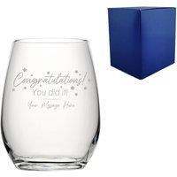 Uniqueful Personalised Congratulations You Did It Stemless Wine Glass in Clear