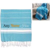 Uniqueful Personalised Turkish Style Cotton Light Blue Towel New Home Gift