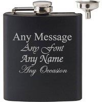 Uniqueful Personalised Matt Black 6oz Hip Flask with Funnel Any Message