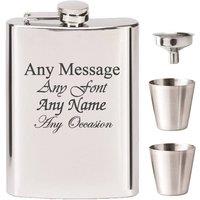 Uniqueful Personalised Stainless Steel 8oz Hip Flask with Funnel & Cups in Silver