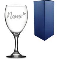Uniqueful Personalised Engraved Wine Glass with Name & Heart Design for Friend in Clear