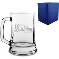Uniqueful Personalised Happy Birthday Name Design Engraved Beer Mug Tankard in Clear