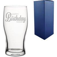 Uniqueful Personalised Pint Glass Happy Birthday Name Friend Gift in Clear