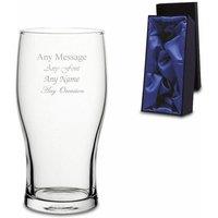 Uniqueful Personalised Tulip Pint Beer Glass Premium Satin Lined Box in Clear