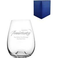 Uniqueful Personalised Anniversary Message 15oz Bordeaux Stemless Wine Glass in Clear