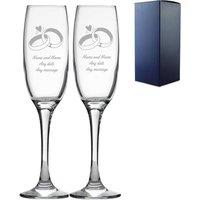 Uniqueful Personalised Any Message Any Date Wedding Champagne Glass Set in Clear