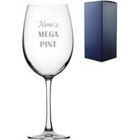 Uniqueful Personalised Mega Pint Glass Fits a Whole Bottle of Wine Bold Design in Clear