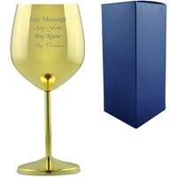 Uniqueful Personalised Engraved Gold Metal Wine Glass Birthday Gift for Friend