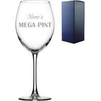 Uniqueful Personalised Engraved Mega Pint Wine Glass Novelty Gift Bold Design in Clear