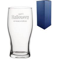Uniqueful Personalised Engraved Happy Halloween Pint Glass for Friend in Clear