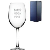 Uniqueful Personalised Mega Pint Glass Fits a Whole Bottle of Wine Modern Design in Clear