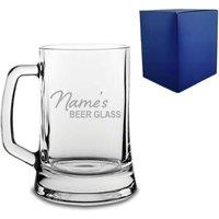 Uniqueful Personalised Engraved Beer Mug Tankard with Name's Beer Glass Design in Clear