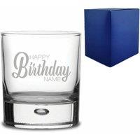 Uniqueful Personalised Happy Birthday Name Bubble Whisky Glass Tumbler in Clear