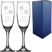Uniqueful Personalised Wedding Champagne Set Winter Any Message 7.5oz 221ml in Clear
