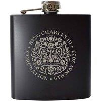 Uniqueful Personalised Commemorative Coronation of the King Black Hip Flask