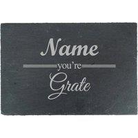 Uniqueful Personalised Rectangular Slate Cheeseboard Name you're Grate Design in Black