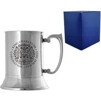 Uniqueful Personalised King Coronation Stainless Steel Tankard for Family in Silver
