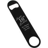 Uniqueful Personalised 18th Birthday Black Steel Bar Blade Bottle Opener