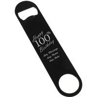 Uniqueful Personalised Happy 100th Birthday Black Steel Bar Blade Bottle Opener