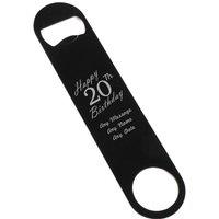Uniqueful Personalised Happy 20th Birthday Black Steel Bar Blade Bottle Opener
