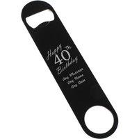 Uniqueful Personalised Happy 40th Birthday Black Steel Bar Blade Bottle Opener