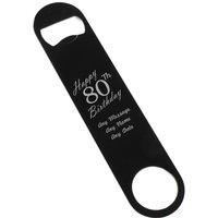 Uniqueful Personalised 80th Birthday Black Steel Bar Blade Bottle Opener