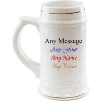 Uniqueful Personalised Any Message Gold Rimmed White Ceramic Beer Mug 22oz