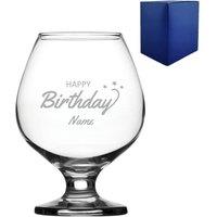 Uniqueful Personalised Engraved Happy Birthday Bistro Brandy Gift Boxed in Clear