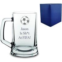 Uniqueful Personalised Name Is Sh*t At Fifa Engraved Tankard Beer Glass Birthday in Clear