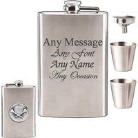 Uniqueful Personalised 8oz Golf Hip Flask with Funnel & Cups Birthday Gift in Silver
