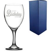 Uniqueful Personalised Happy Birthday Name Design Engraved Wine Glass for Friend in Clear