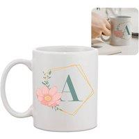 Uniqueful Personalised Floral Hexagon Design Mug Birthday Gift for Friend in White