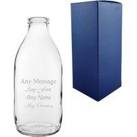 Uniqueful Personalised Glass Milk Bottle 20oz 591ml Any Message in Clear