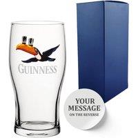 Uniqueful Personalised Toucan Guinness Pint Glass Any Message Birthday in Clear