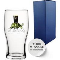 Uniqueful Personalised Tortoise Guinness Pint Glass Any Message Birthday in Clear