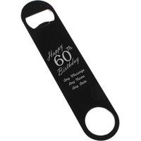 Uniqueful Personalised Happy 60th Birthday Black Steel Bar Blade Opener