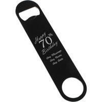 Uniqueful Personalised Happy 70th Birthday Large Black Steel Bar Blade Opener