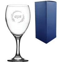 Uniqueful Personalised 12oz Imperial Wine Glass Wreath Design Any Initials in Clear