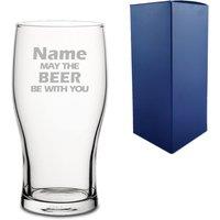 Uniqueful Personalised Name may the Drink be with you Pint Glass in Clear