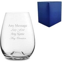 Uniqueful Personalised Stemless Wine Bordeaux Glass 15oz Birthday Gift in Clear