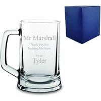 Uniqueful Personalised Thank you for helping me grow Engraved Beer Mug Teacher in Clear