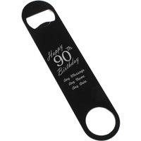 Uniqueful Personalised Happy 90th Birthday Black Steel Bar Blade Bottle Opener