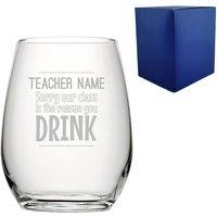 Uniqueful Personalised Teacher Stemless Wine Glass Silver Finish Sorry in Clear