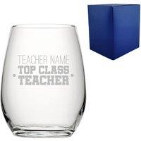 Uniqueful Personalised Top Class Teacher Stemless Wine Glass in Clear