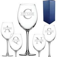 Uniqueful Personalised Engraved Novelty 19oz Enoteca Wine Glass Initial & Name in Clear