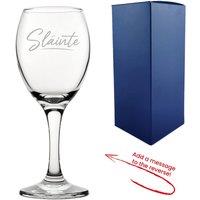 Uniqueful Personalised Slainte Script Wine Glass with Reverse Message in Clear