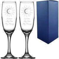Uniqueful Personalised Celestial Wedding Champagne Set Any Message 7.5oz 221ml in Clear