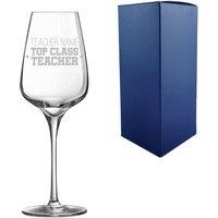 Uniqueful Personalised Engraved Teacher Gift Wine Glass Top Class Teacher Design in Clear